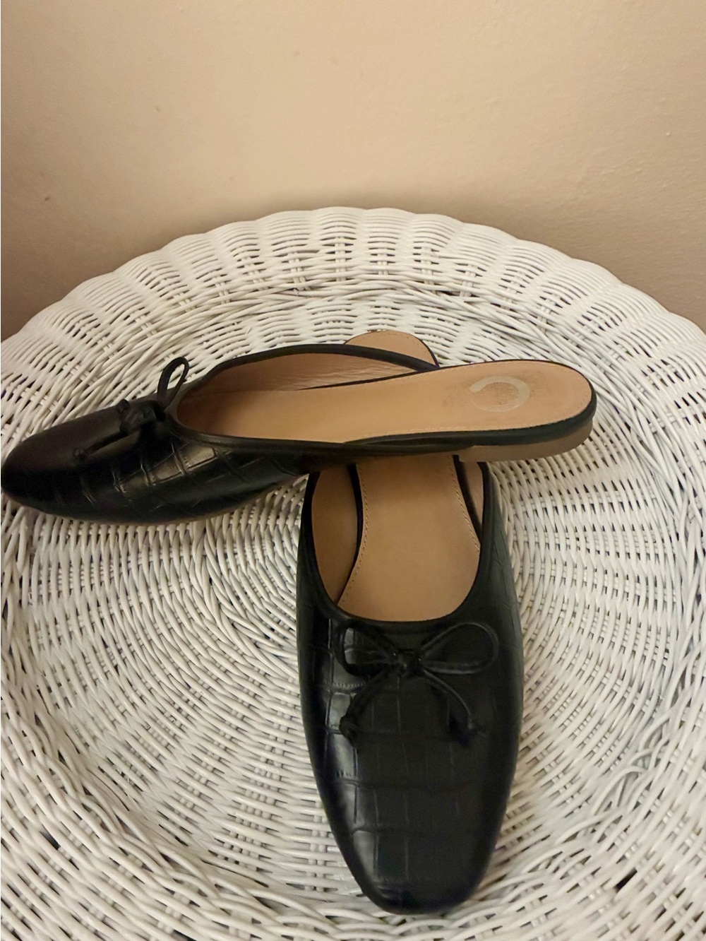 Black Slip-On Ballet Mules with Bow🌺
